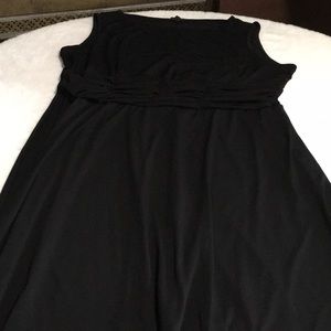 True Envy sleeveless black midi dress with rushing around waist size 18W